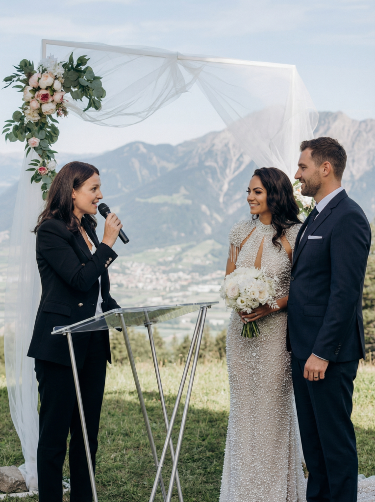 Wedding speaker at a destination wedding in Switzerland
